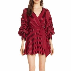 NWT $495 Alice + Olivia Santina Tuck Sleeve Mini Dress in Red - sizes 2 and 4!